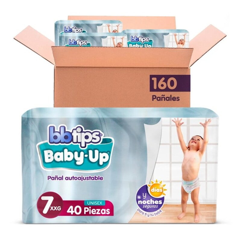 Pañal autoajustable Bbtips Baby Up Talla 7 XXG Unisex 160 pzs