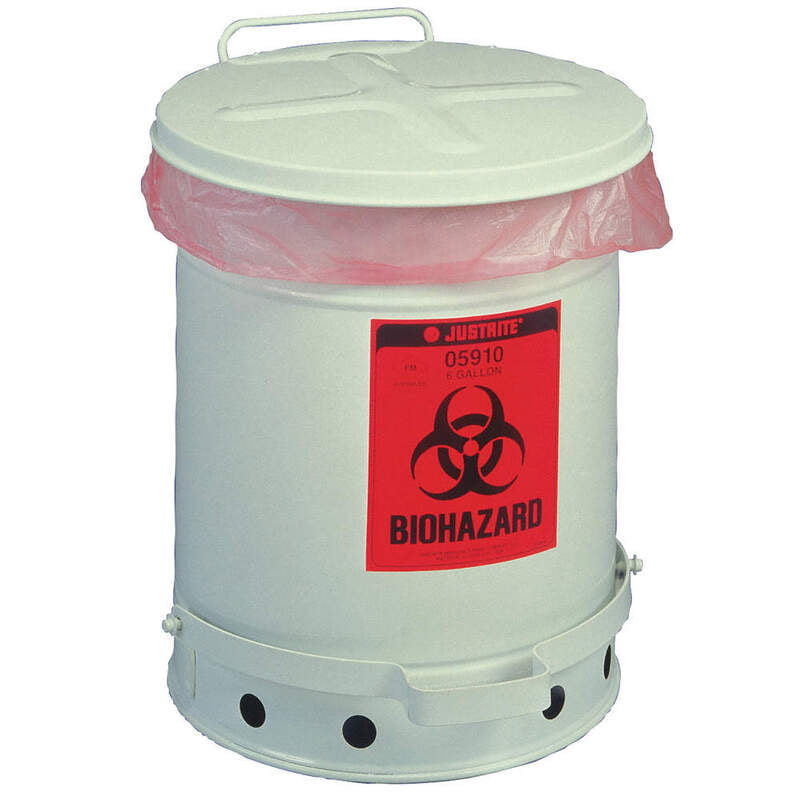 Bote para Desechos Biopeligrosos 6 gal. Acero Galvanizado Blanco