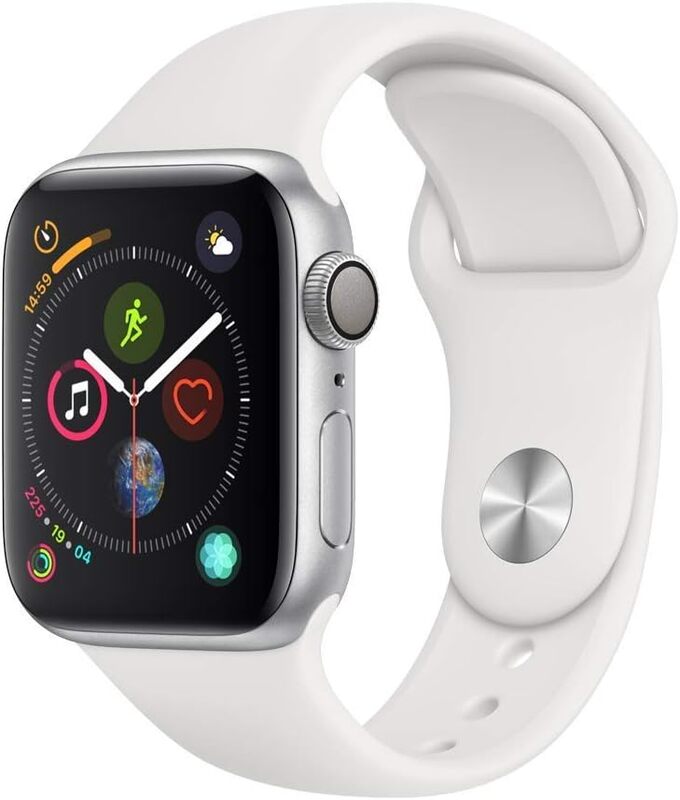 Apple - Watch Series 4 - Carcasa de aluminio plateada con correa deportiva blanca. reacondicionado.