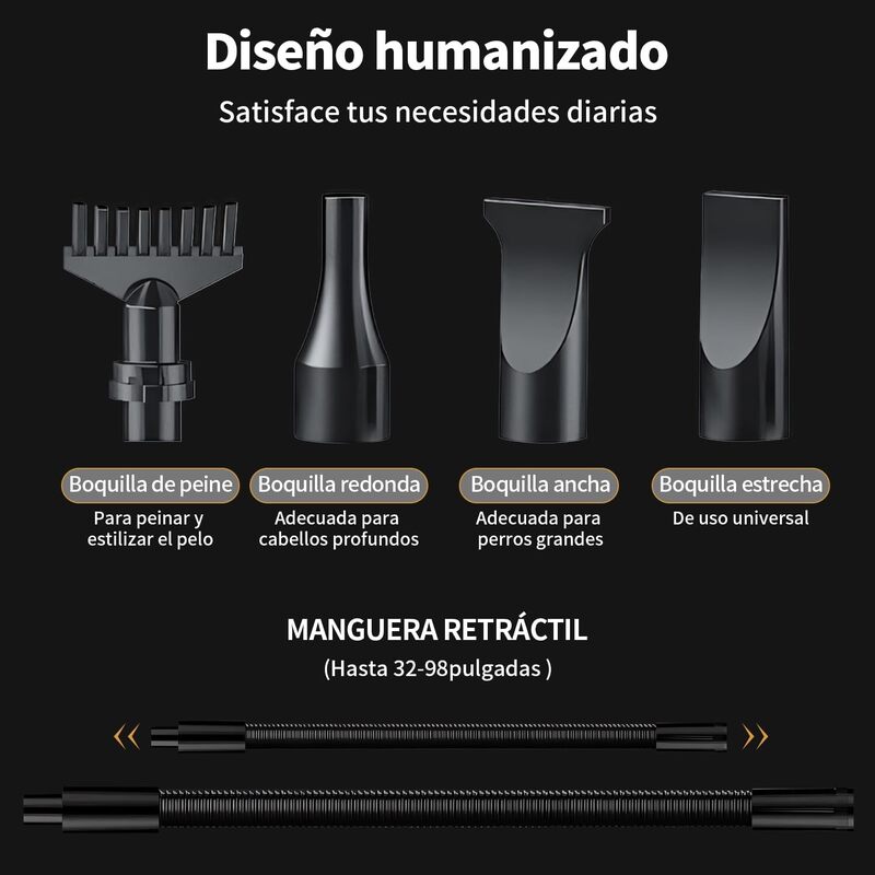 Soplador para Mascotas de 2000W, Secador de Pelo Canino con 4 Boquillas Soplador para Mascotas de 2000W, Secador de Pelo Canino con 4 Boquillas