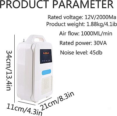 concentrador de oxigeno portátil 45 dB 1L/min