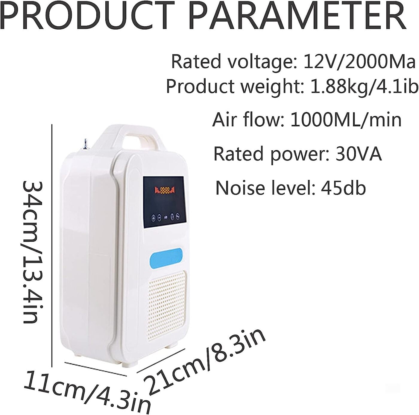 concentrador de oxigeno portátil 45 dB 1L/min