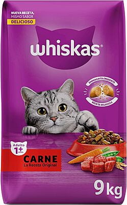 Whiskas - Whiskas Whiskas alimento para Gatos Adultos Sabor Carne Receta Orginal 9Kg Violeta