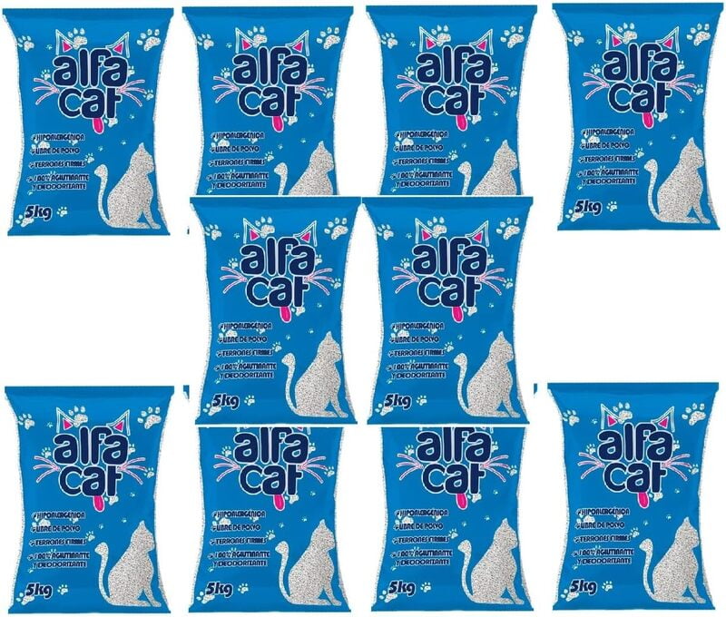 FAZINA Arena para Gato Premium Alfa Cat 10 Pzs De 4kg Total 40 Kg Muy aglutinante aromatizante Arcilla Natural Calidad