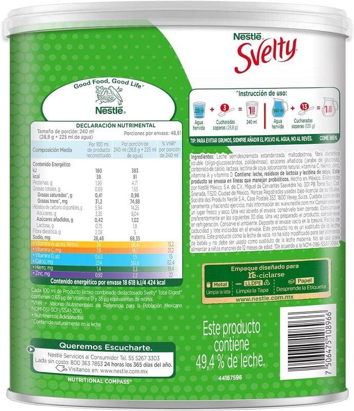 Svelty total digest deslactosado light en polvo 1.4 kg Svelty total digest deslactosado light en polvo 1.4 kg