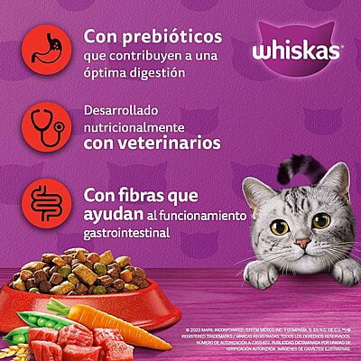 Whiskas - Whiskas Whiskas alimento para Gatos Adultos Sabor Carne Receta Orginal 9Kg Violeta