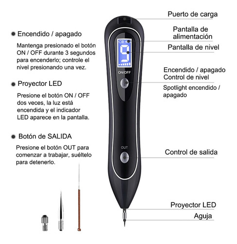 Cauterizador De Pluma Eliminar Verrugas Pecas Con Luz Malubero 9 En 1