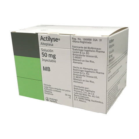 ACTILYSE C 50 MG INY CAD: JUN 2023. Alteplasa