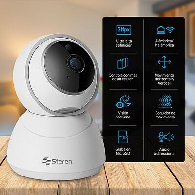 cámara wi-fiCámara de seguridad Wi-Fi* / Ethernet Full HD robotizada con seguidor de movimiento