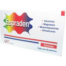 ESPRADEN c/30 TABS. 200/200/50/10 MG. Aluminio+Magnesio+Dimeticona+Metoclopramida. (DF)