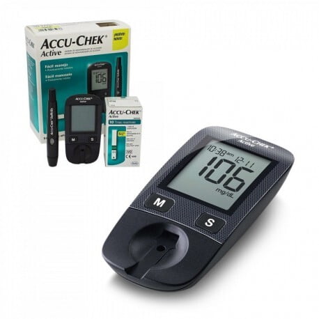 Glucométro Accu-Chek Active con 10 Tiras y 10 Lancetas