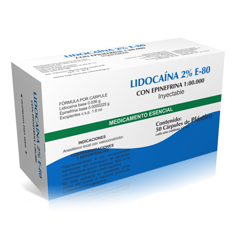 LIDOCAINA FD 2% ANESTECIA C/50 CARTUCHO.