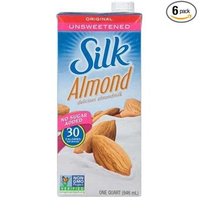 Silk, Bebida de Almendra sin Azúcar, 6 Piezas de 946 ml
